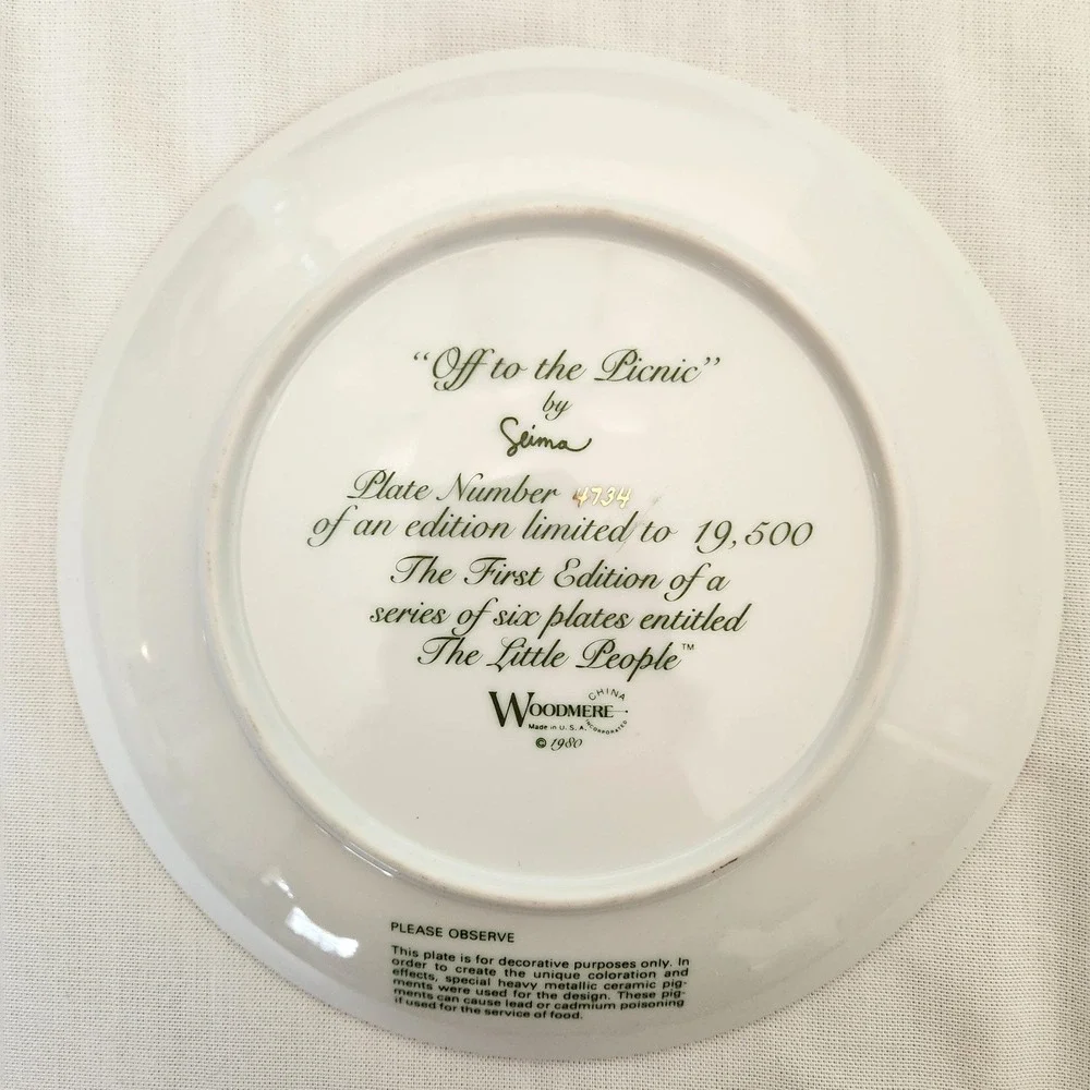 Fantasy Fairy Collector Plate Woodmere Off to the Picnic Seima Little People Vtg
